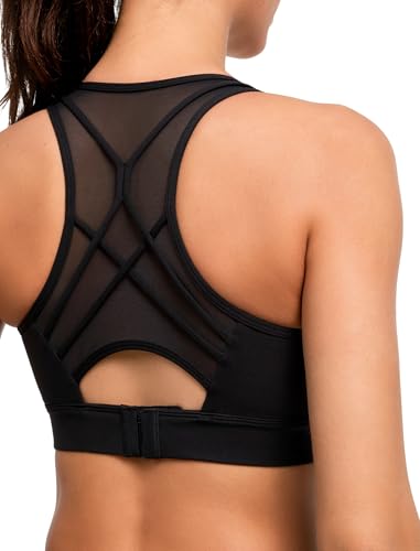 Yvette High Impact Sport-BHs für Damen, Übergröße, Racerback, Sport-BH, hohe Unterstützung für große Brüste, Orange/Abendrot im Zickzackmuster (Sunset Chevron), Large von Yvette