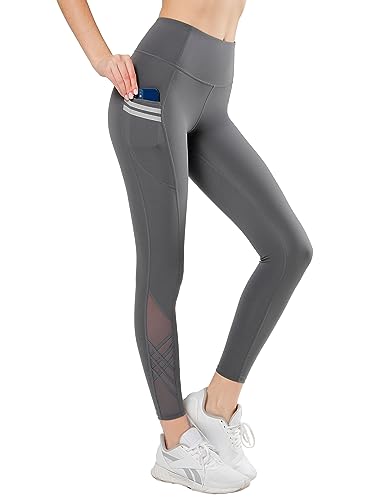 Yvette Leggings mit Taschen für Damen, hohe Taille, Bauchkontrolle, butterweich, Yogahose, GRAU, 5X-Groß von Yvette