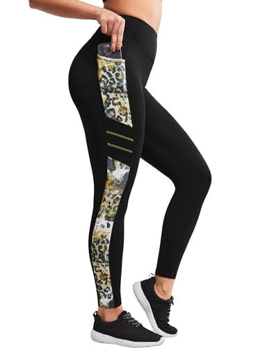 Yvette Printed Damen Sport Leggings mit Taschen, high Waist Blickdicht Gym Sporthose,Grün/Print,3XL Yvette Printed Damen Sport Leggings mit Taschen, high Waist Blickdicht Gym Sporthose,Grün/Print,3XL von Yvette