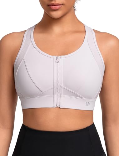 Yvette Sport BH Schönen Rücken Starker Halt Vorderverschluss Fitness Lauf Bra,Rosa,L Große Größen von Yvette