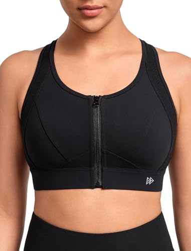 Yvette Sport BH Schönen Rücken Starker Halt Vorderverschluss Fitness Lauf Bra,Schwarz,L von Yvette