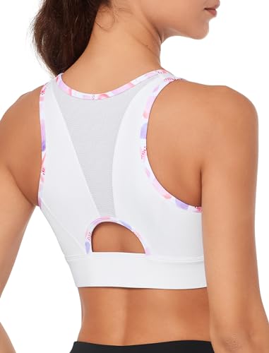 Yvette Sport BH Starker Halt 2024 Neu Vorderverschluss Große Größen Fitness Joggen Bra, Weiß, M von Yvette