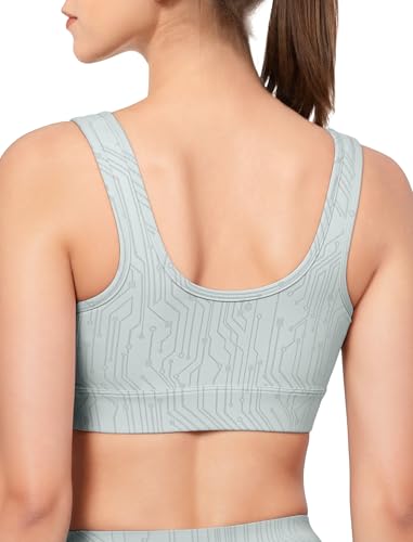 Yvette Sport BH Starker Halt Geometrischer Jacquard mit Vorderverschluss Große Größen Fitness Lauf Bra,Grau,S von Yvette