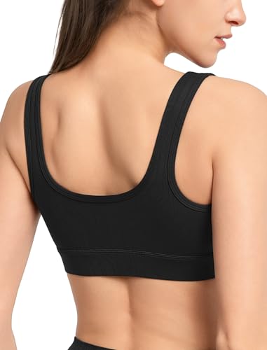 Yvette Sport BH Starker Halt Geometrischer Jacquard mit Vorderverschluss Große Größen Fitness Lauf Bra,Schwarz,XXL von Yvette