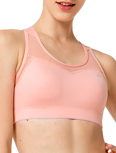 Yvette Sport BH Starker Halt Mesh Ringerrücken Große Brüste Ohne Bügel Gepolstert für Fitness Lauf Yoga, Rosa, S Große Größen von Yvette