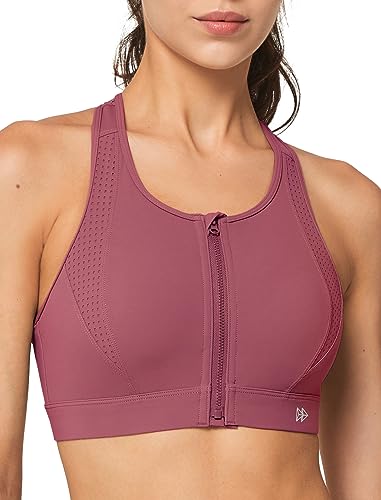 Yvette Sport BH Damen starker Halt mit Vorderverschluss ohne Bügel Fitness Sports Bra,Rot629,S von Yvette