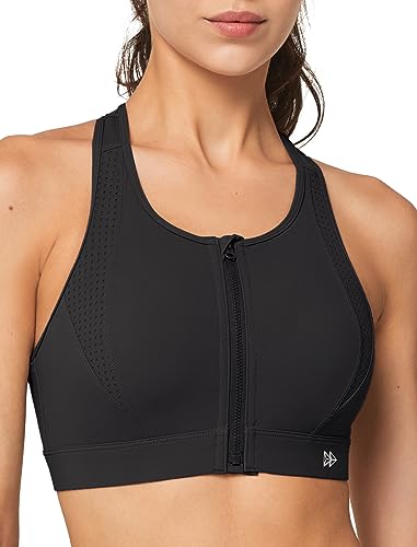 Yvette Sport BH Damen starker Halt mit Vorderverschluss ohne Bügel Fitness Sports Bra,Schwarz629,L von Yvette