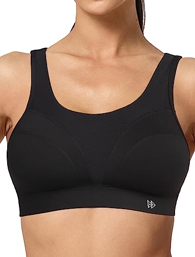 Yvette Sport BH U-Rücken Verstellbar Träger Starker Halt Gepolstert Fitness Joggen Bra,Schwarz,S von Yvette