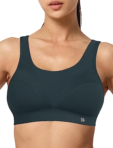 Yvette Sport BH Starker Halt Verstellbar Träger Rückenfrei Gepolstert Fitness Lauf Joggen Bustier, Grau, L Große Größen von Yvette