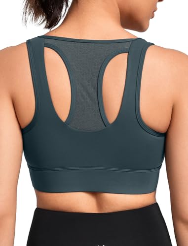 Yvette Sport BH Starker Halt Vorderverschluss Mesh Ringerrücken Lauf Fitness Bra, Dunkelgrau,2XL Große Größen von Yvette