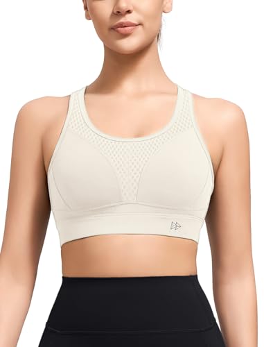 Yvette Sport BH Starker Halt gekreuzter Rücken große Größen Gepolstert Lauf Bra, Milchweiß,XL Yvette Sport BH Starker Halt gekreuzter Rücken große Größen Gepolstert Lauf Bra, Milchweiß,XL von Yvette