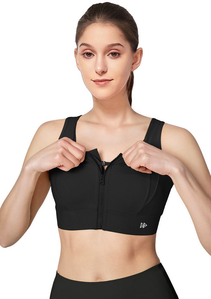 Yvette Sport-BH Starker Halt mit Frontverschluss gekreuzte Rücken Gepolstert, E101090A19 von Yvette