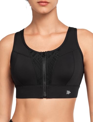 Yvette Sport BH Starker Halt mit Vorderverschluss Große Größen Ringerücken,Schwarz,XL Große Größen von Yvette
