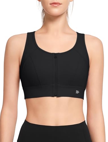 Yvette Sport BH Starker Halt mit Vorderverschluss Ringerrücken große Größen Fitness Bra,Schwarz,XL Große Größen von Yvette