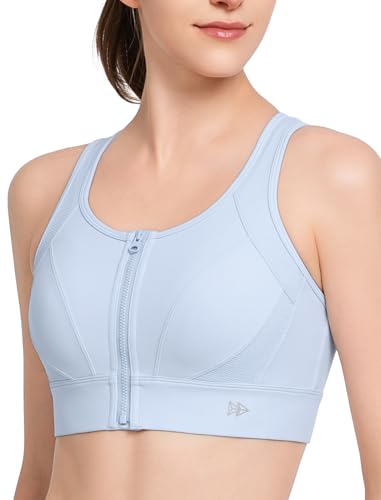 Yvette Sport BH Starker Halt mit Vorderverschluss Ringerücken Große Größen Fitness Lauf Bra,Rosablau,S von Yvette