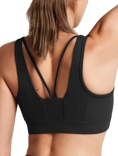 Yvette Sport BH Starker Halt mit Vorderverschluss schönen Rücken Gepolstert Lauf Bra, Schwarz,4XL Große Größen von Yvette