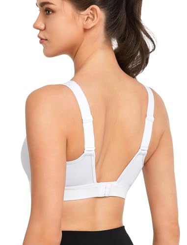 Yvette Sport BH Verstellbar Träger U-Rücken Starker Halt Fitness Joggen Bra,XXL Große Größen,Weiß von Yvette