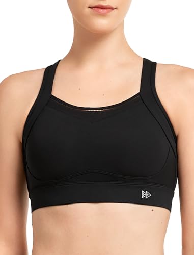 Yvette Sport BH starker Halt mit Mesh Schöner Rücken Große Größen für Fitness Joggen Bra,Schwarz,4XL Große Größen von Yvette