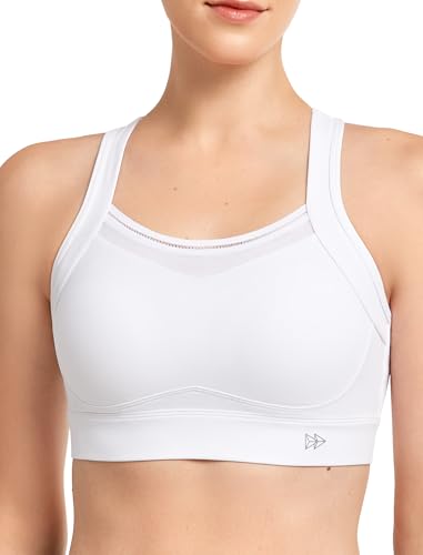 Yvette Sport BH starker Halt mit Mesh Schöner Rücken Große Größen für Fitness Joggen Bra,Weiß,XL von Yvette