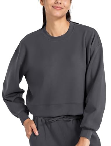 Yvette Sweatshirt Damen Oversized Pullover Rundhals Langarmshirt ohne Kapuze Herbst Winter,Grau,XL von Yvette