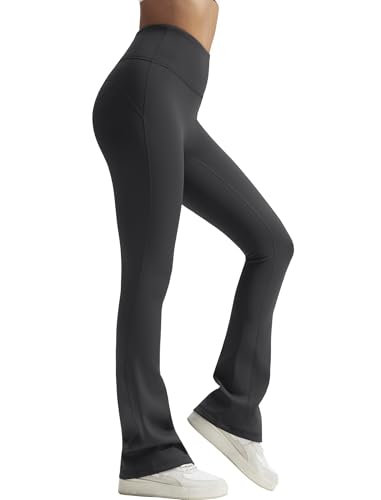 Yvette Thermoleggings Gefütterte Schlaghose Yogahose Warm hohe Taille Bootcut Hose Winter Damen Flared Leggings,Grau,S von Yvette