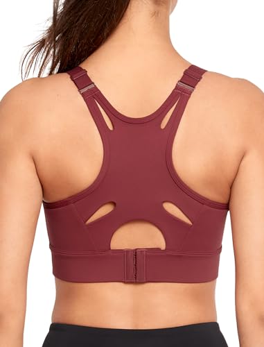 Yvette Verstellbar Sport BH Starker Halt Große Größen 2024 Neu Fitness Joggen Bra, Rot, 5XL Große Größen von Yvette