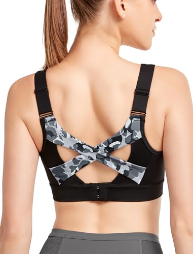 Yvette Verstellbar Sport BH Starker Halt Große Größen 2024 Neu Fitness Joggen Bra, Schwarz, XL Große Größen von Yvette