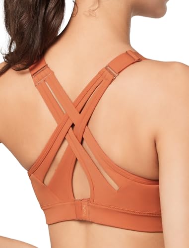 Yvette verstellbar Sport BH Starker Halt gekreuzt Rücken Große Brüste für Fitness Lauf Joggen, Orange, 2XL Große Größen von Yvette