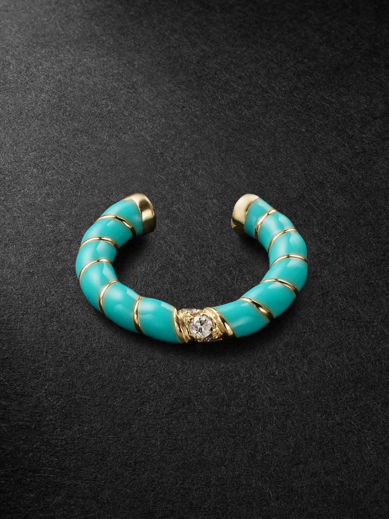 Yvonne Léon - Gold, Enamel and Diamond Ear Cuff - Men - Blue von Yvonne Léon