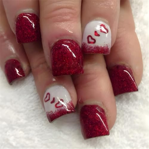 24 Stück Valentinstag Nägel zum Aufkleben French Tip Falsche Nägel Lovely Heart Press on Nails Maniküre Zubehör für Damen 24 Stück Valentinstag Nägel zum Aufkleben French Tip Falsche Nägel Lovely Heart Press on Nails Maniküre Zubehör für Damen von Ywmsfl