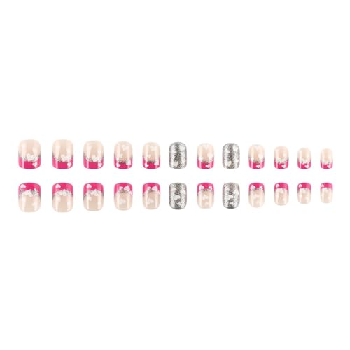 Drücken Auf Nägel Kurze Quadratische Gefälschte Nägel Französisch Full Covers Acryl False Nails Valentine Designs Gefälschte Nägel Für Frauen von Ywmsfl