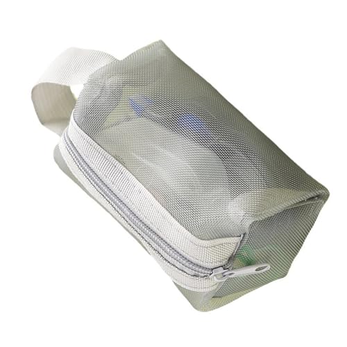 Elegante Geldbörse aus transparentem Nylongeflecht, kleine Reißverschlusstasche für Schlüssel und Kopfhörer, mit großem Fassungsvermögen, hellgrau von Ywmsfl