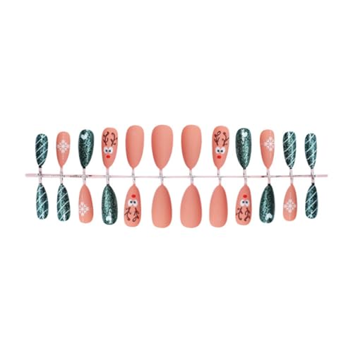 Elks Full Kleben Auf Nägeln Die Künstliche Nägel Mandelförmige Falsche Nägel Weihnachtspresse Auf Nägeln Für Frauen von Ywmsfl