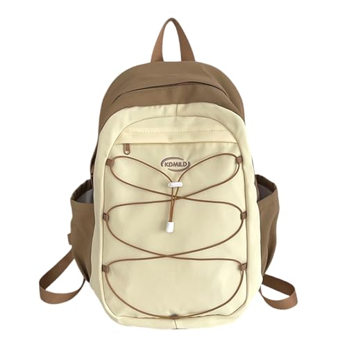 Kontrastfarbe Reißverschlüsse Rucksack Für Frauen Männer Große Kapazität School Tasche Teenager Lässig Reisetack Mit Bungee Cord von Ywmsfl