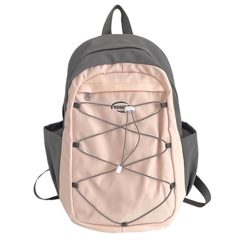 Kontrastfarbe Reißverschlüsse Rucksack Für Frauen Männer Große Kapazität School Tasche Teenager Lässig Reisetack Mit Bungee Cord von Ywmsfl
