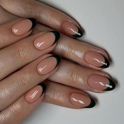 Künstliche Fingernägel, zum Aufdrücken, für Damen, Acryl, Grün / Schwarz von Ywmsfl