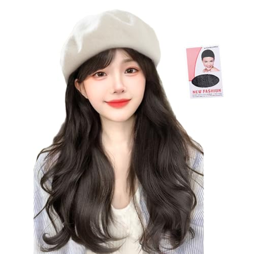 Kunstfaser-Perücke, achteckiger Hut für Frisur, beliebte runde Kappen für Frauen mit langem lockigem Haar, Cosplay-Zubehör von Ywmsfl