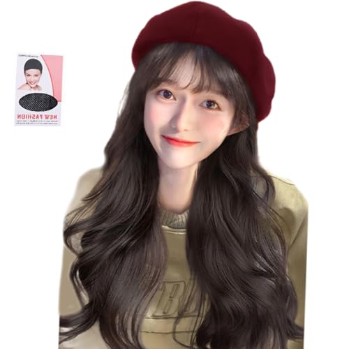 Kunstfaser-Perücke, achteckiger Hut für Frisur, beliebte runde Kappen für Frauen mit langem lockigem Haar, Cosplay-Zubehör von Ywmsfl