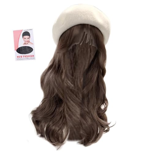 Kunstfaser-Perücke, achteckiger Hut für Frisur, beliebte runde Kappen für Frauen mit langem lockigem Haar, Cosplay-Zubehör von Ywmsfl