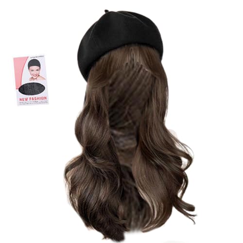 Kunstfaser-Perücke, achteckiger Hut für Frisur, beliebte runde Kappen für Frauen mit langem lockigem Haar, Cosplay-Zubehör von Ywmsfl