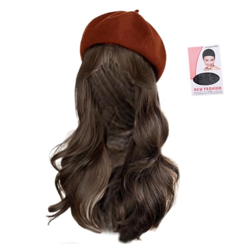 Kunstfaser-Perücke, achteckiger Hut für Frisur, beliebte runde Kappen für Frauen mit langem lockigem Haar, Cosplay-Zubehör von Ywmsfl