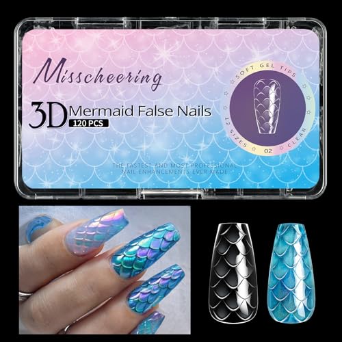 Mermaids Drücken Auf Nägel Volle Bedeckt Gefälschte Nägel Künstliche Acrylnägel Kleber Auf Nägeln Stick Auf Nägeln Für Frauen Mädchen von Ywmsfl