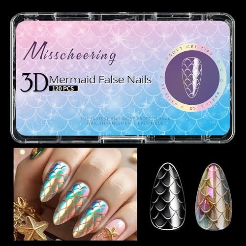 Mermaids Drücken Auf Nägel Volle Bedeckt Gefälschte Nägel Künstliche Acrylnägel Kleber Auf Nägeln Stick Auf Nägeln Für Frauen Mädchen von Ywmsfl