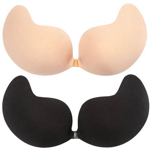 Ywwltt Klebe BH Push Up, 2 Stück Trägerlos Push Up BH, Unsichtbar Silikon Rückenfreier BH, Hautfreundliche Invisible Bras, für Abendkleid Brautkleid Badeanzug von Ywwltt