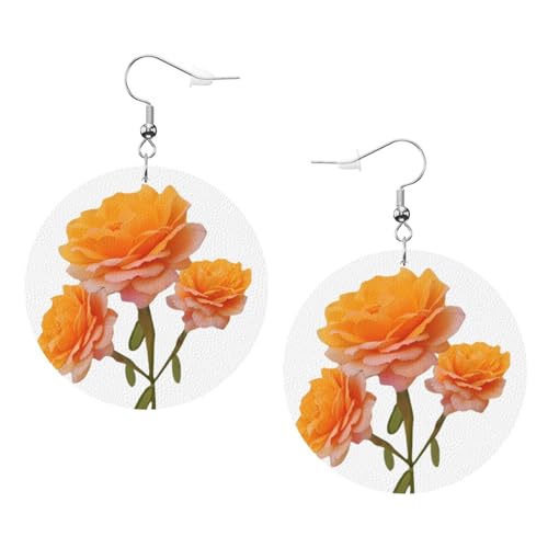 Gelbe Mondblumen-Drucke, Leder, runde Ohrringe, Anhänger, stilvoll und leicht, baumelnd für Frauen und Mädchen, Einheitsgröße, Leder, kein Edelstein Gelbe Mondblumen-Drucke, Leder, runde Ohrringe, Anhänger, stilvoll und leicht, baumelnd für Frauen und Mädchen, Einheitsgröße, Leder, kein Edelstein von Yyhhaofa