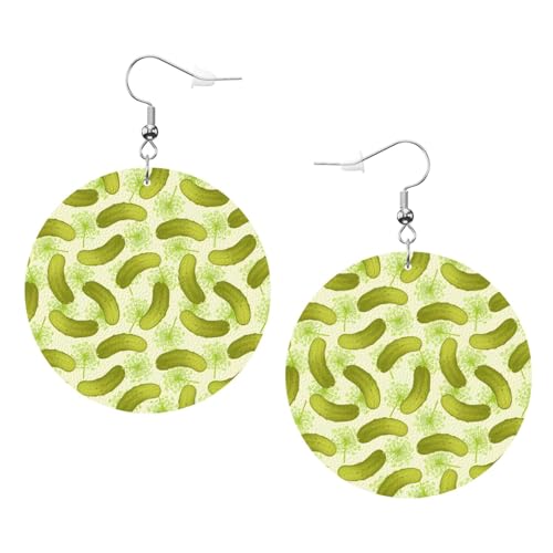 Sushi Dill Pickles Prints Leder Runde Ohrringe Anhänger Stilvoll Und Leicht Leicht Baumeln Für Frauen Mädchen Einheitsgröße Leder Ohne Edelstein von YYHHAOFA