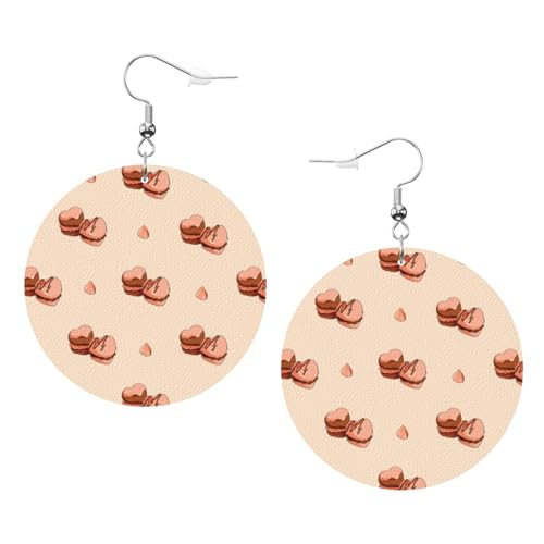 Yyhhaofa Cartoon Macarons Prints Leder Runde Ohrringe Anhänger Stilvoll Und Leicht Leicht Dangle Für Frauen Mädchen Einheitsgröße Leder Kein Edelstein von YYHHAOFA