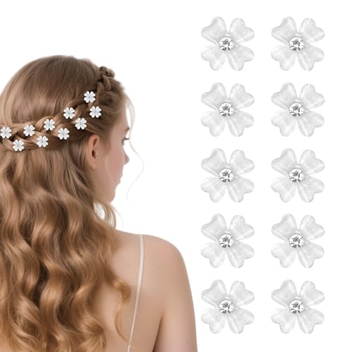 10 Stück Blumen Haarklammer Klein Kleine Blumen Haarklammern Braut Haarschmuck Kleine Haarspangen Haarclips Blumen Hochzeit Haarclips Damen Blumen Spange Blumen Haarspange (Weiß) von Yylaiire