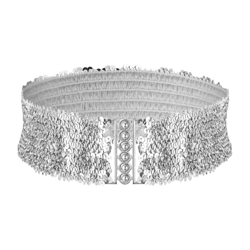 Yylaiire Taillengürtel Damen, Glitzer Gürtel Damen Breit, Metall Schnallen Breiter Gürtel mit Metallschnalle 60-80-100cm Elastisch Retro Stil ModegüRtel Geeignet für Kleid, Party (80-100cm) Yylaiire Taillengürtel Damen, Glitzer Gürtel Damen Breit, Metall Schnallen Breiter Gürtel mit Metallschnalle 60-80-100cm Elastisch Retro Stil ModegüRtel Geeignet für Kleid, Party (80-100cm) von Yylaiire