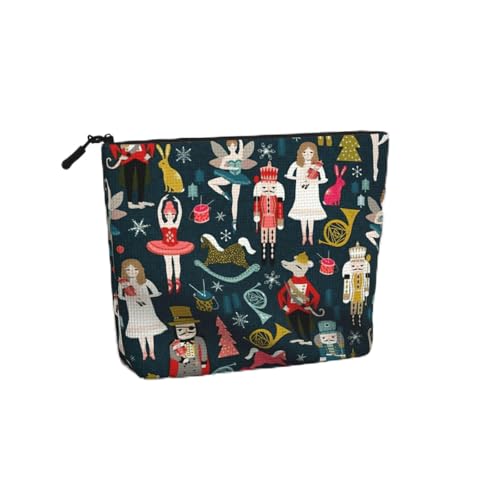 Große Kapazität Damen Nussknacker Ballett Xmas Dance Print Fake Hanf Make-up Tasche Kulturbeutel Reisetasche Tasche mit Reißverschluss von Yyoretp